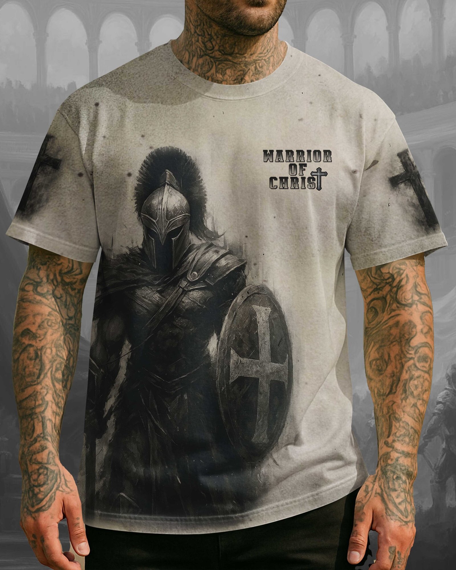 A Child Of God A Man Of Faith A Warrior Of Christ T-Shirt - Image 12