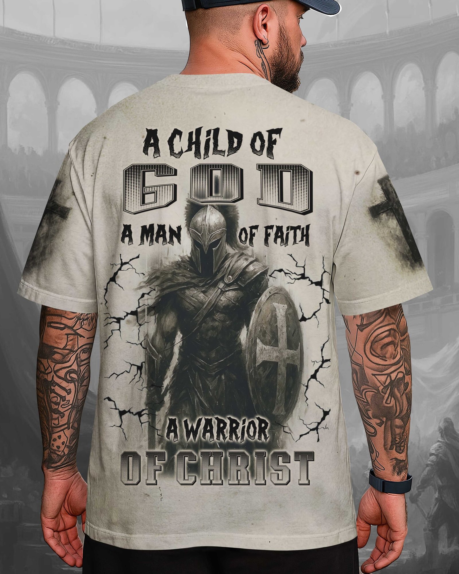A Child Of God A Man Of Faith A Warrior Of Christ T-Shirt - Image 2