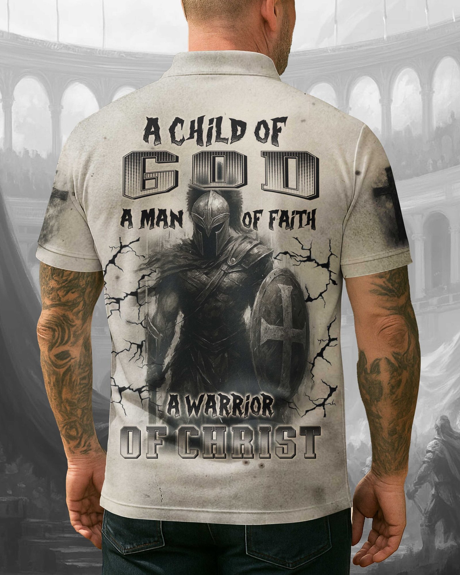 A Child Of God A Man Of Faith A Warrior Of Christ T-Shirt - Image 8