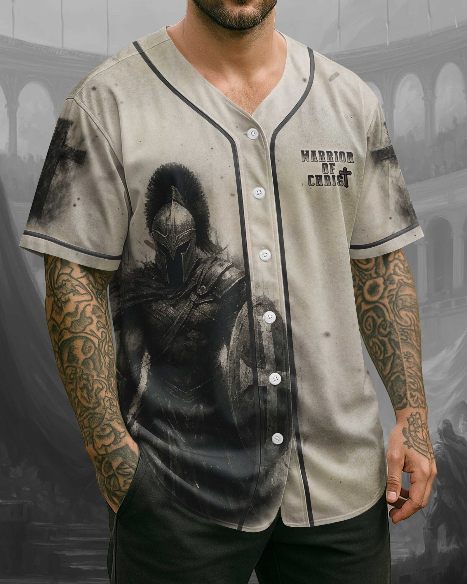 A Child Of God A Man Of Faith A Warrior Of Christ T-Shirt - Image 3