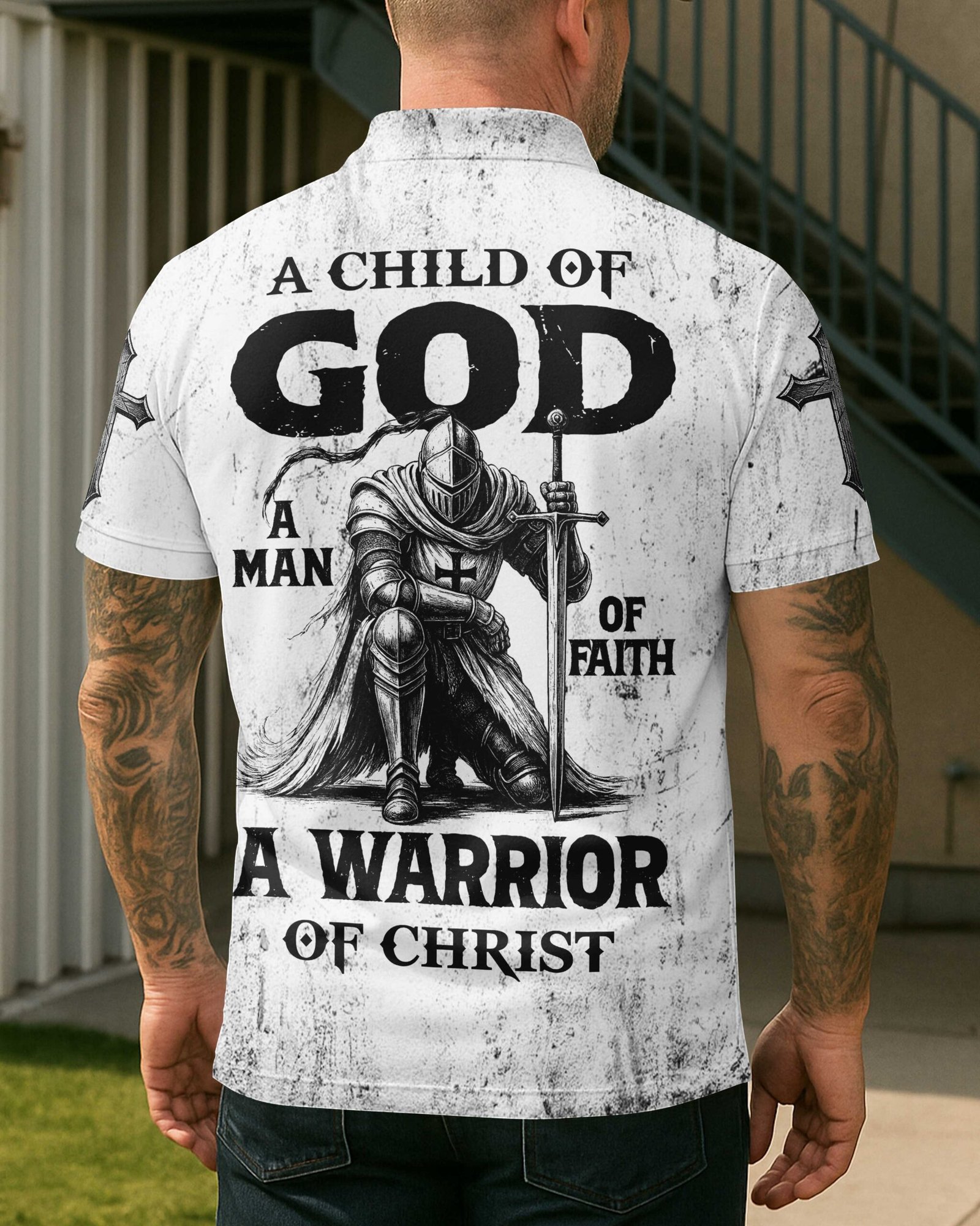 A Child Of God A Man Of Faith A Warrior Of Christ T-Shirt - Image 11