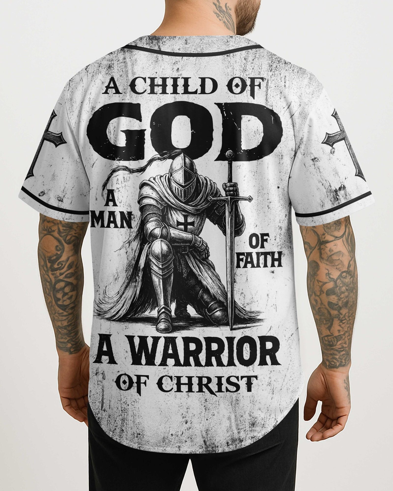 A Child Of God A Man Of Faith A Warrior Of Christ T-Shirt - Image 4
