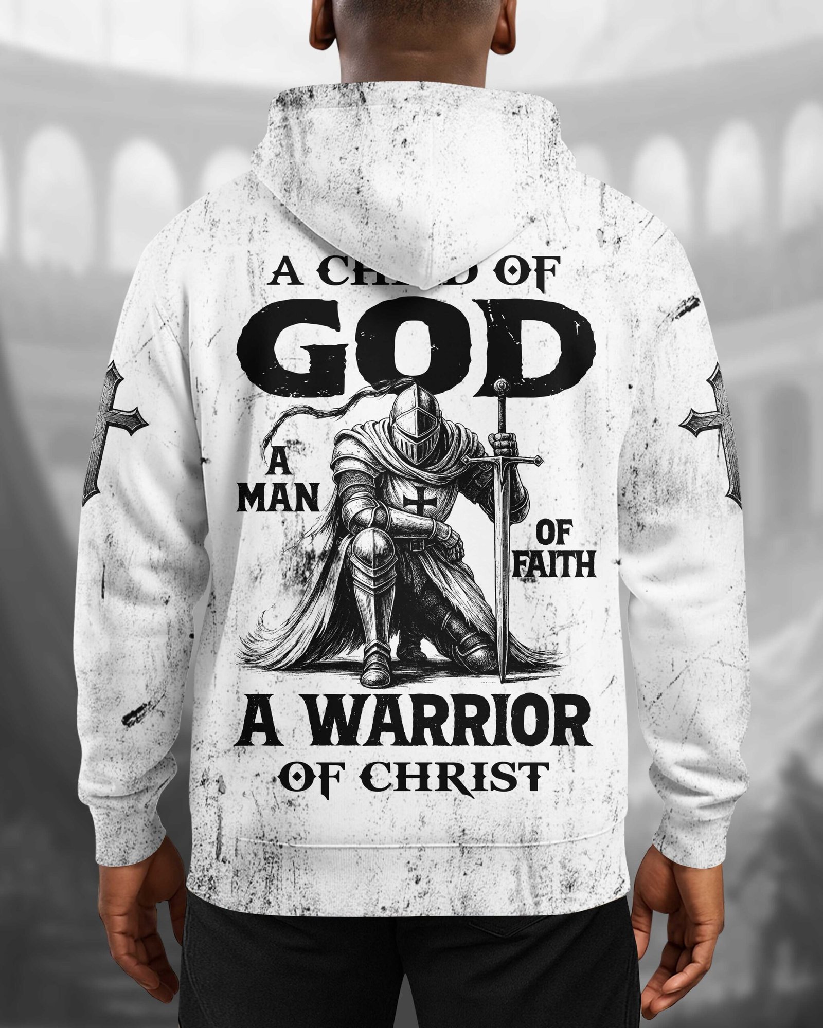 A Child Of God A Man Of Faith A Warrior Of Christ T-Shirt - Image 9