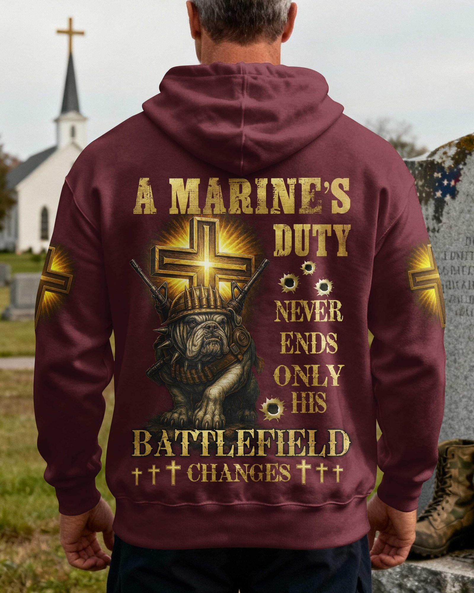 A Marine's Duty Never Ends Only His Battlefield Changes Hoodie - Image 9
