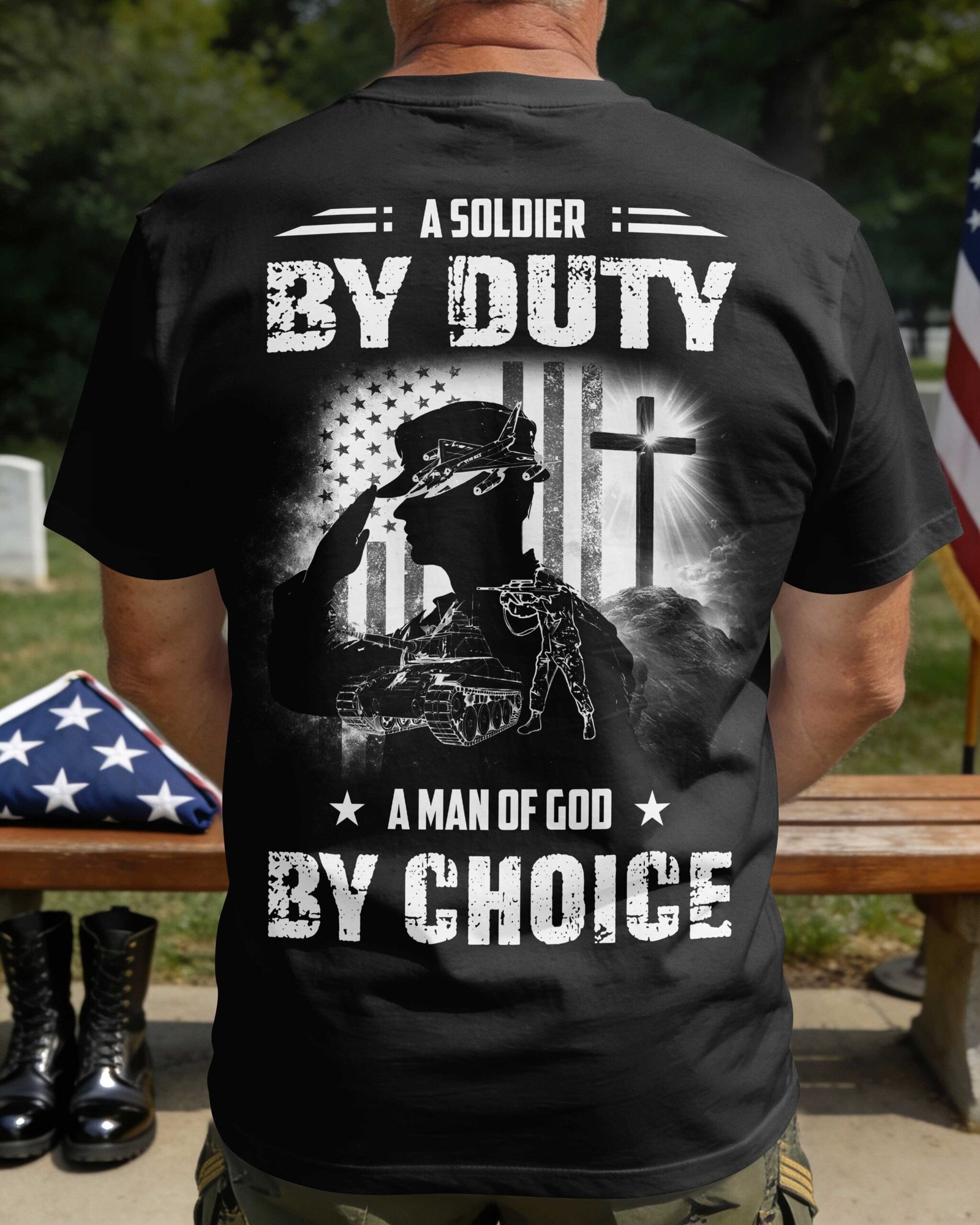 A Soldier By Duty A Man Of God By Choice T-Shirt - Image 3
