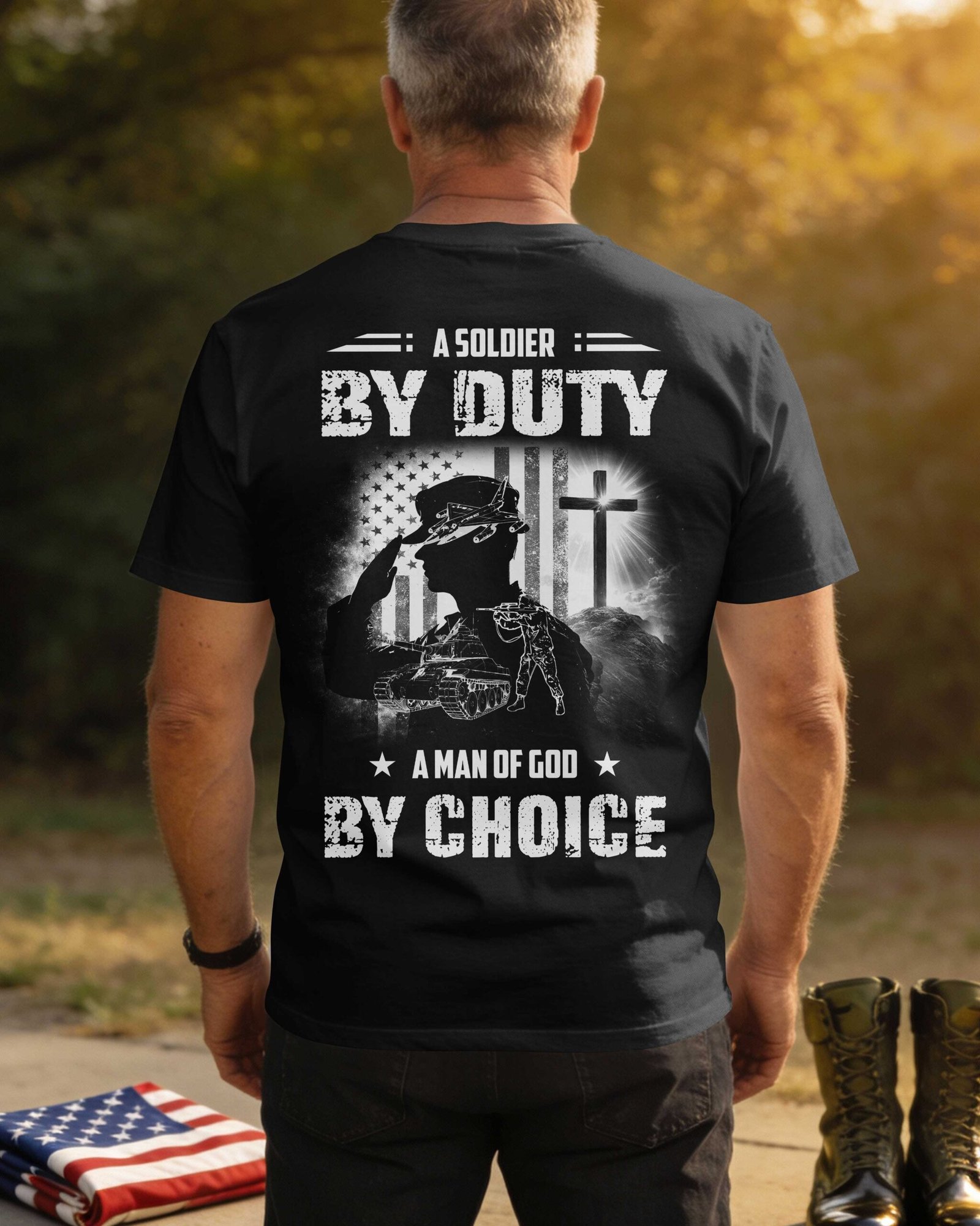 A Soldier By Duty A Man Of God By Choice T-Shirt - Image 8