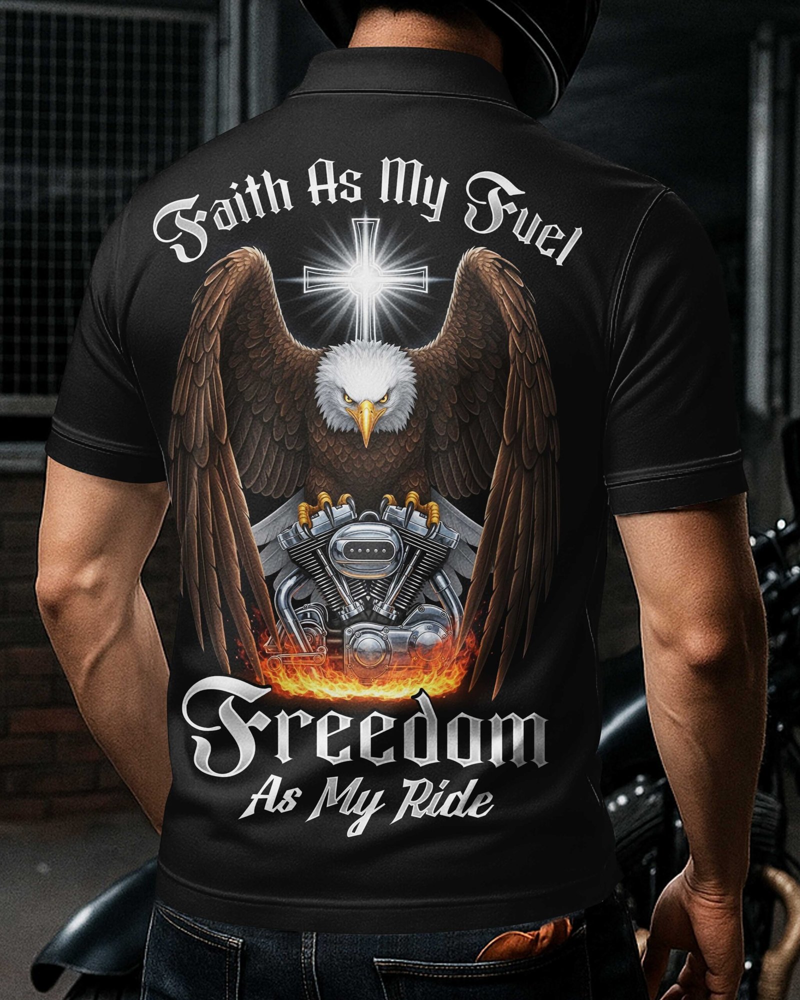 Faith As My Fuel Freedom As My Ride All Over Print Polo - Image 6