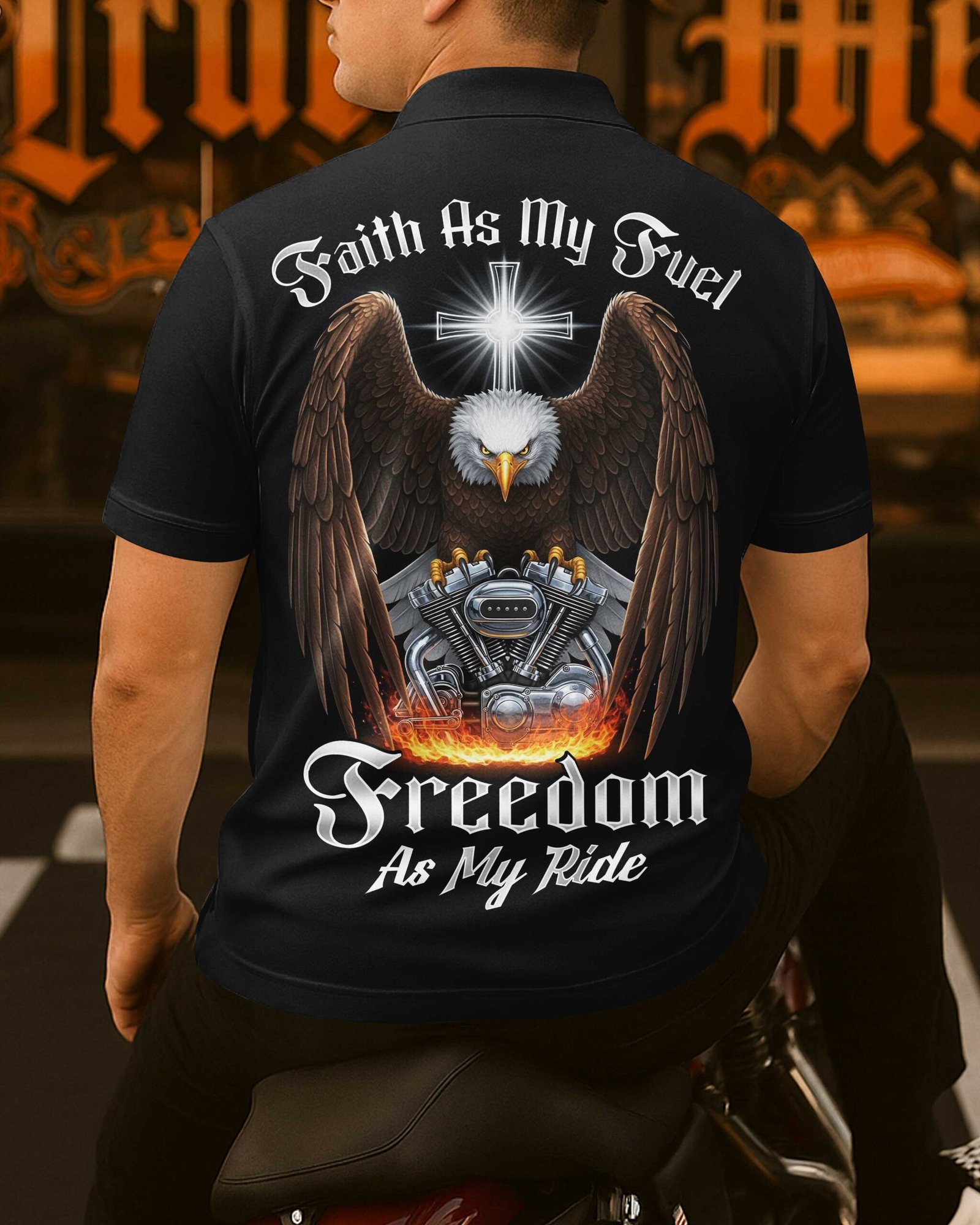 Faith As My Fuel Freedom As My Ride All Over Print Polo - Image 5