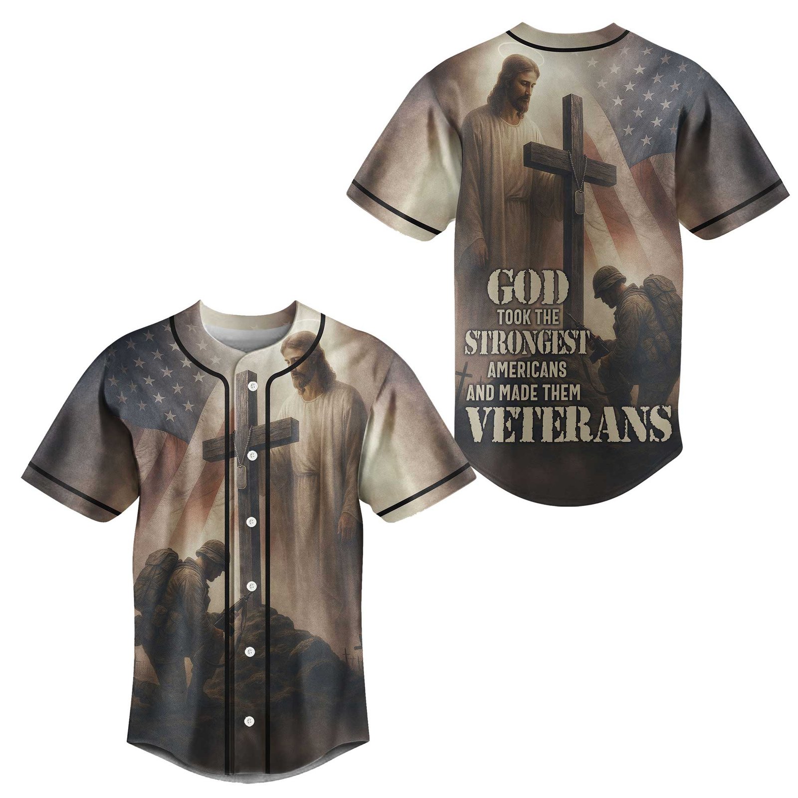 God Took The Strongest Americans All Over Print Jersey - Image 7