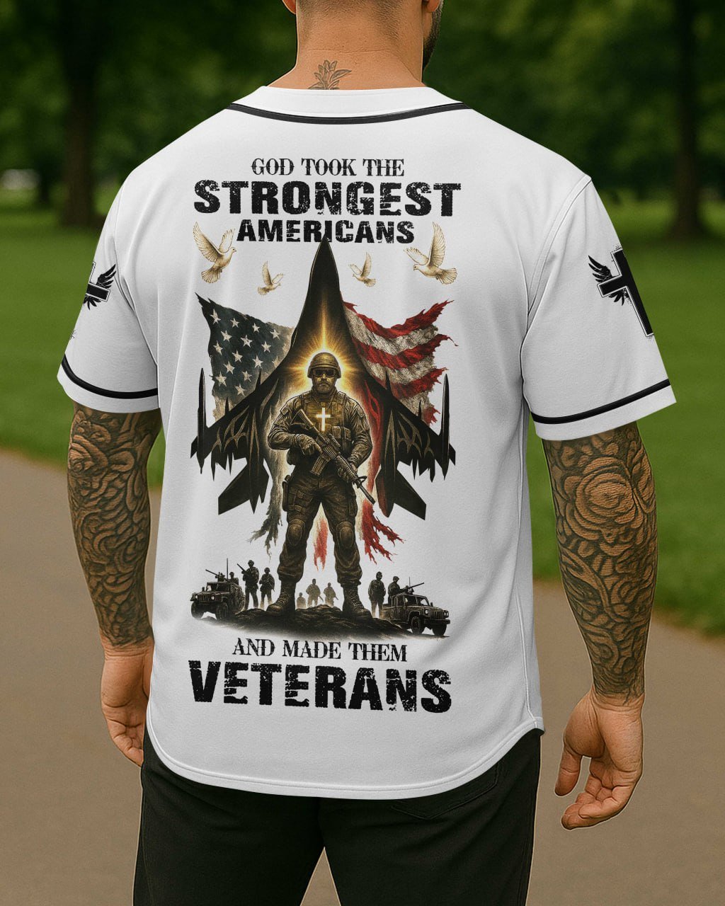 God Took The Strongest Americans All Over Print Jersey - Image 8