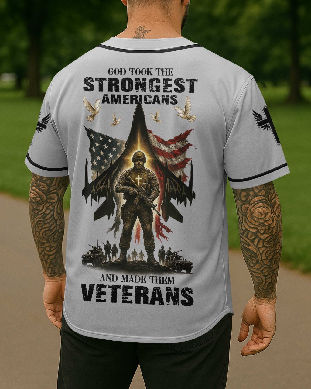 God Took The Strongest Americans All Over Print Jersey - Image 12