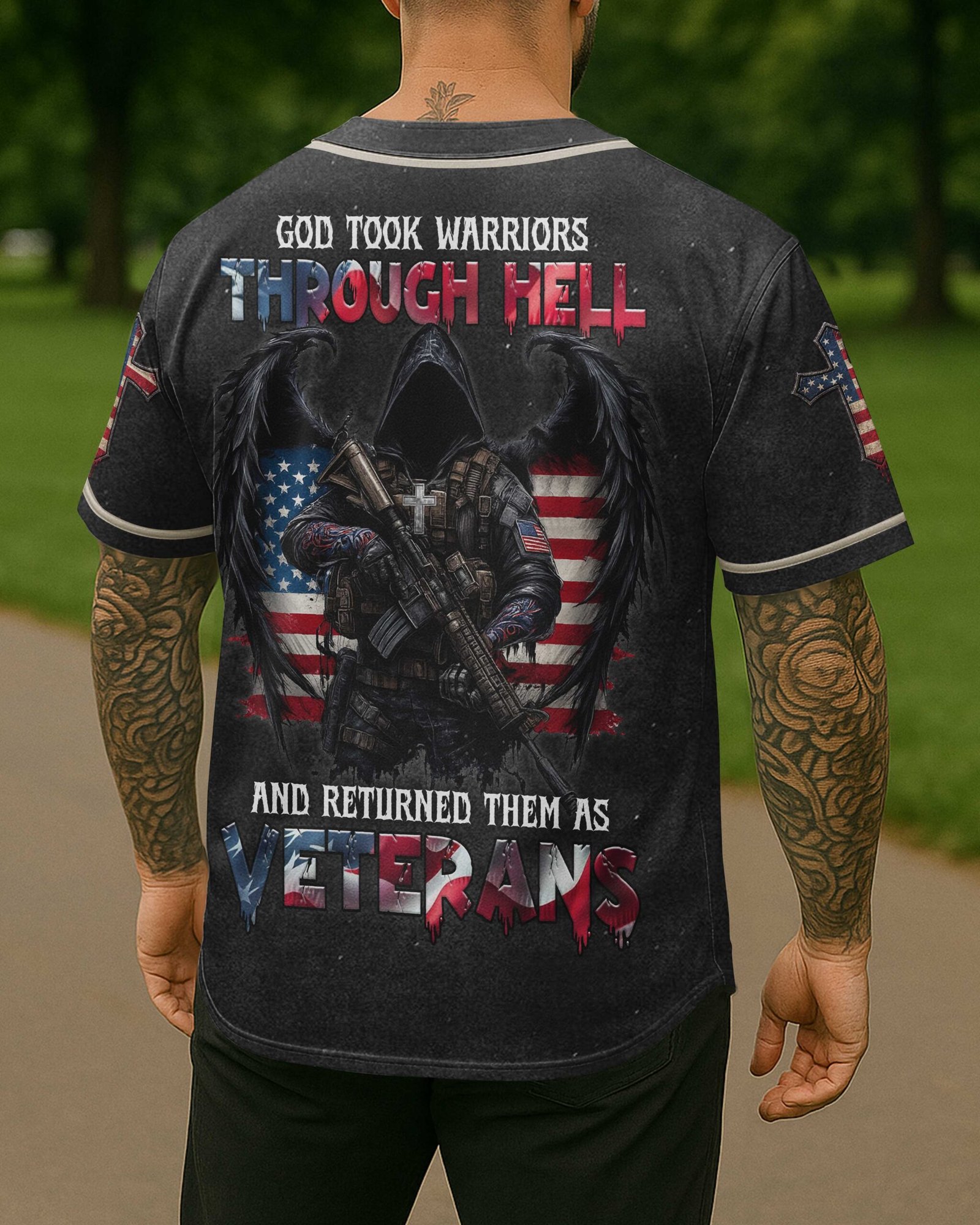 God Took Warriors Through Hell And Returned Them As Veterans T-Shirt - Image 9