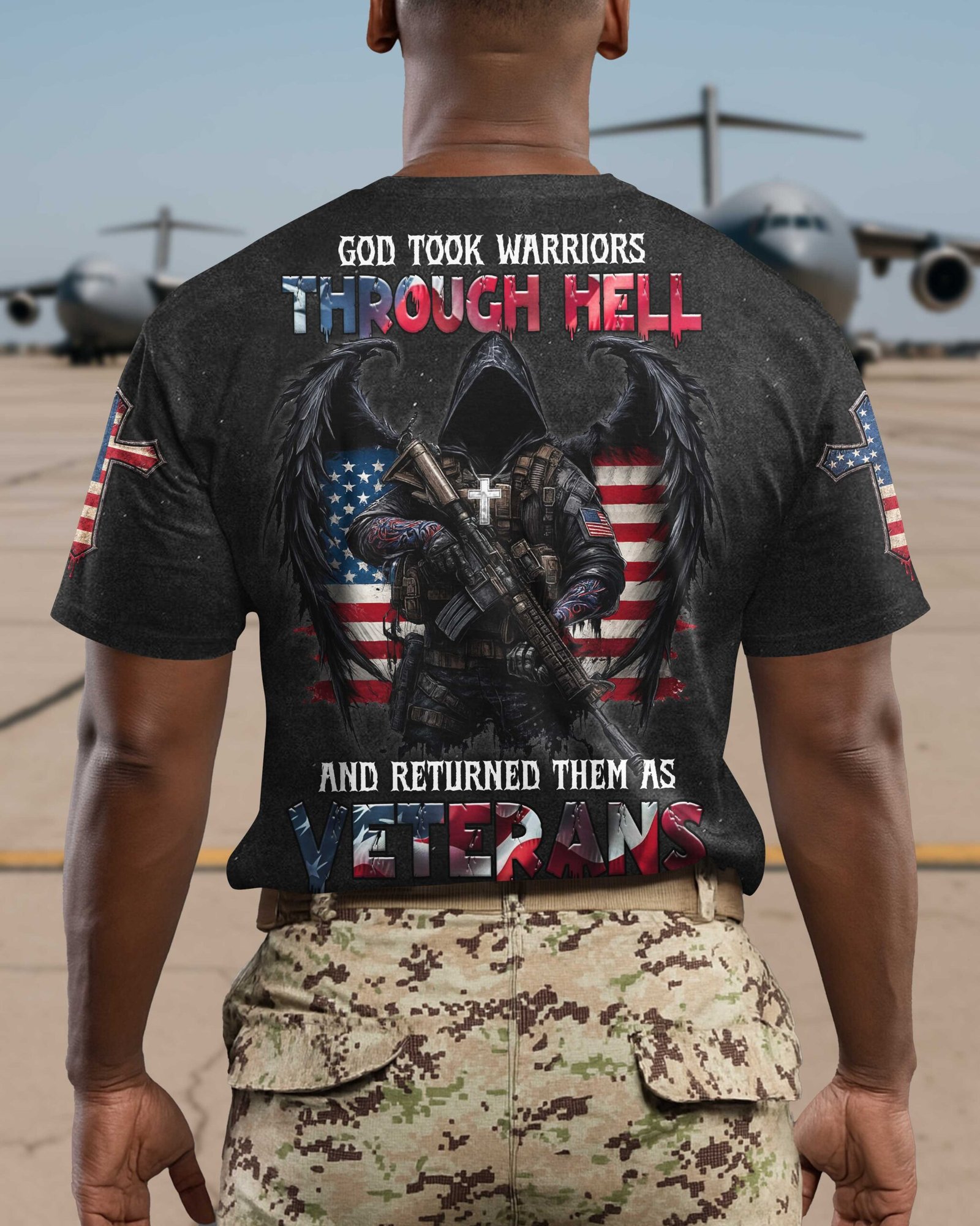 God Took Warriors Through Hell And Returned Them As Veterans T-Shirt - Image 3