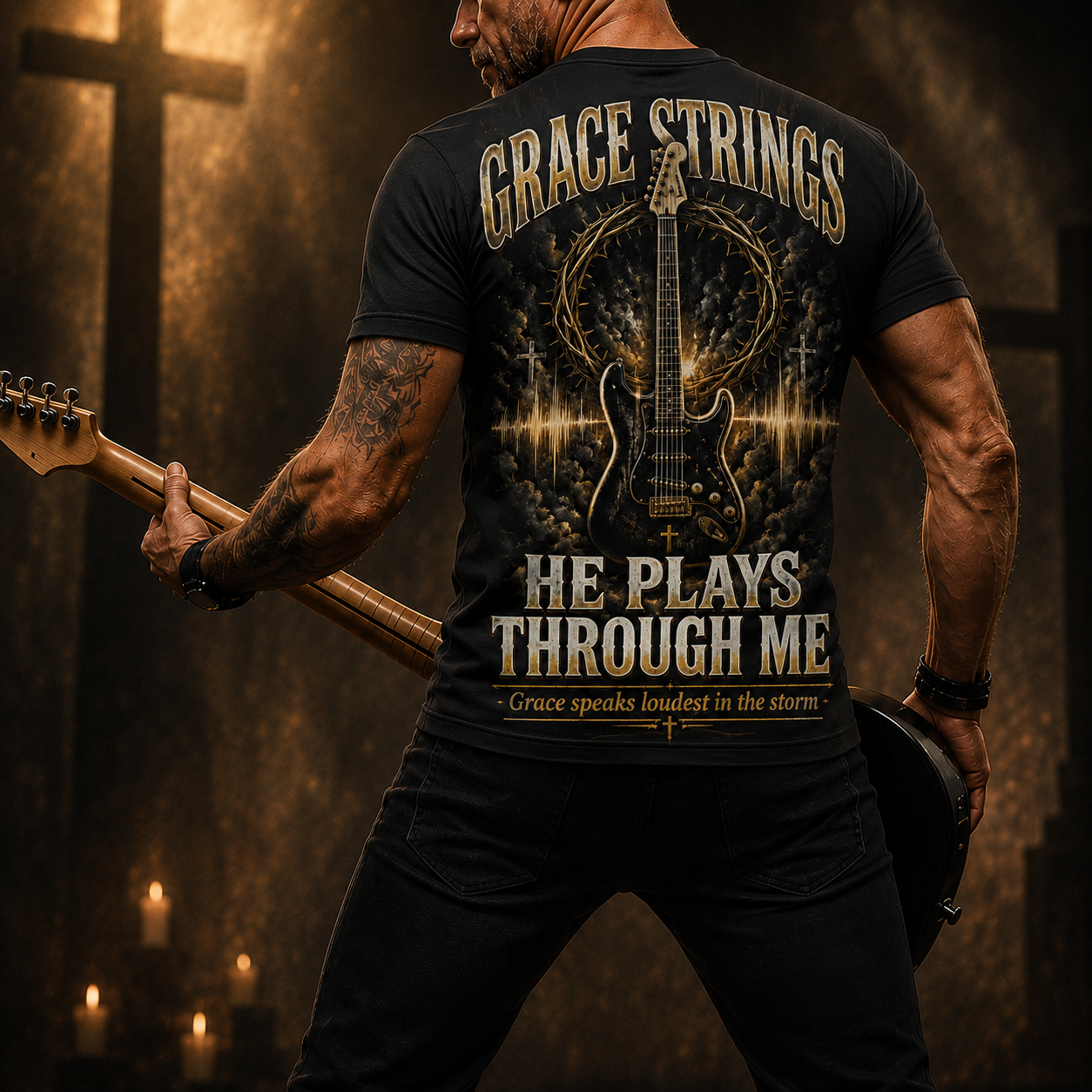 Grace Strings He Plays Through Me T-Shirt - Image 2