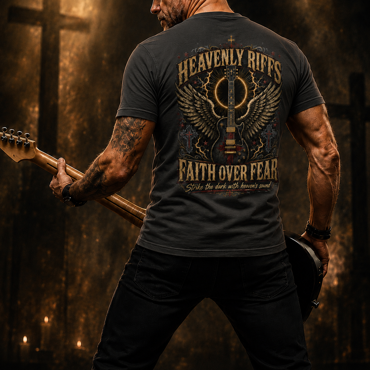 Heavenly Riffs Faith Over Fear T-Shirt - Image 2