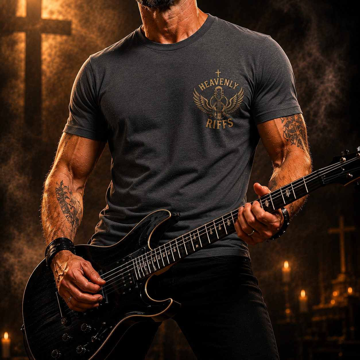 Heavenly Riffs Faith Over Fear T-Shirt - Image 3