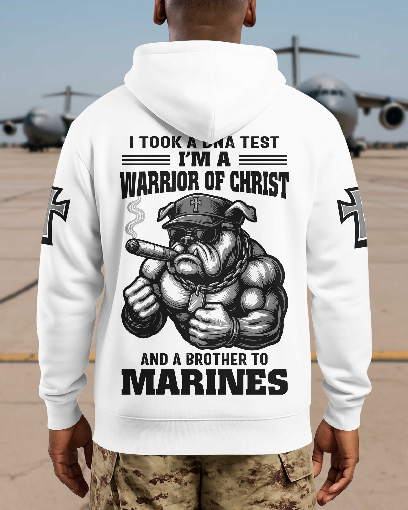 I Took A Dna Test I'm A Warrior Of Christ And A Brother To Marines Hoodie - Image 9