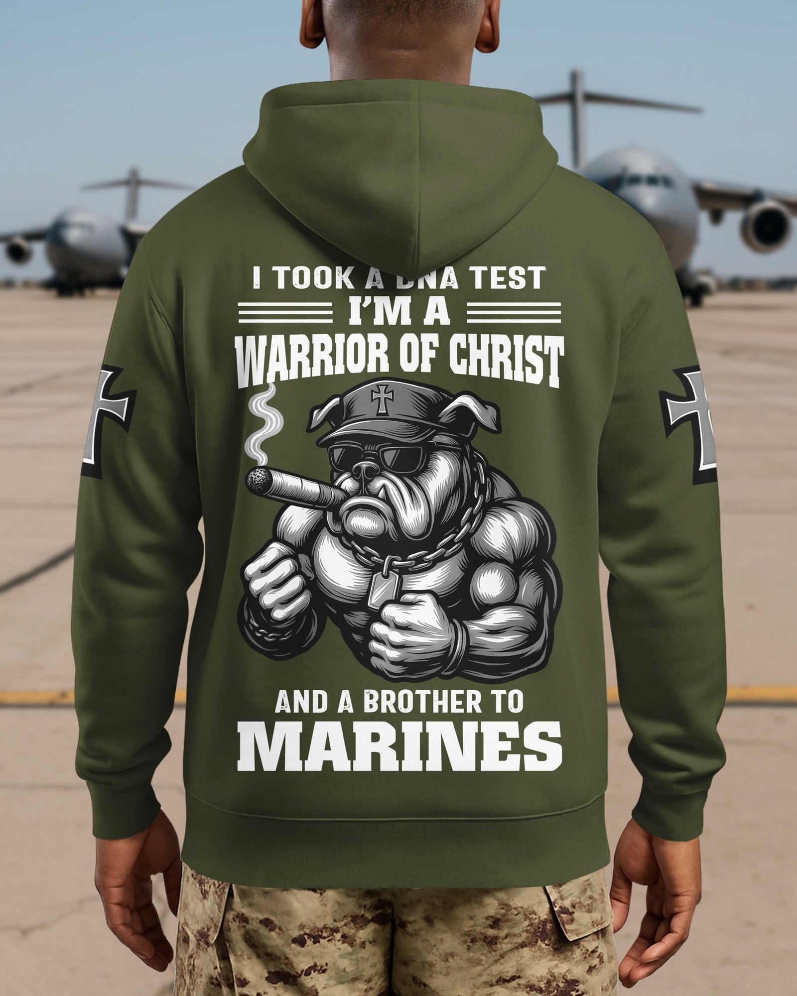 I Took A Dna Test I'm A Warrior Of Christ And A Brother To Marines Hoodie - Image 3