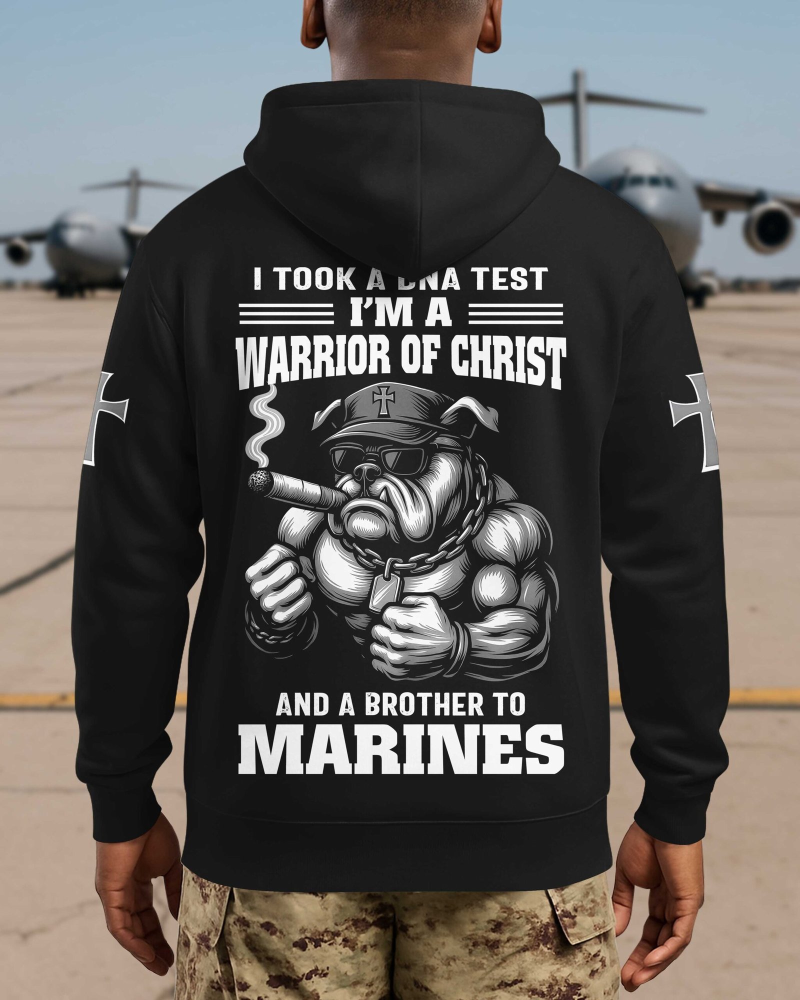 I Took A Dna Test I'm A Warrior Of Christ And A Brother To Marines Hoodie - Image 7