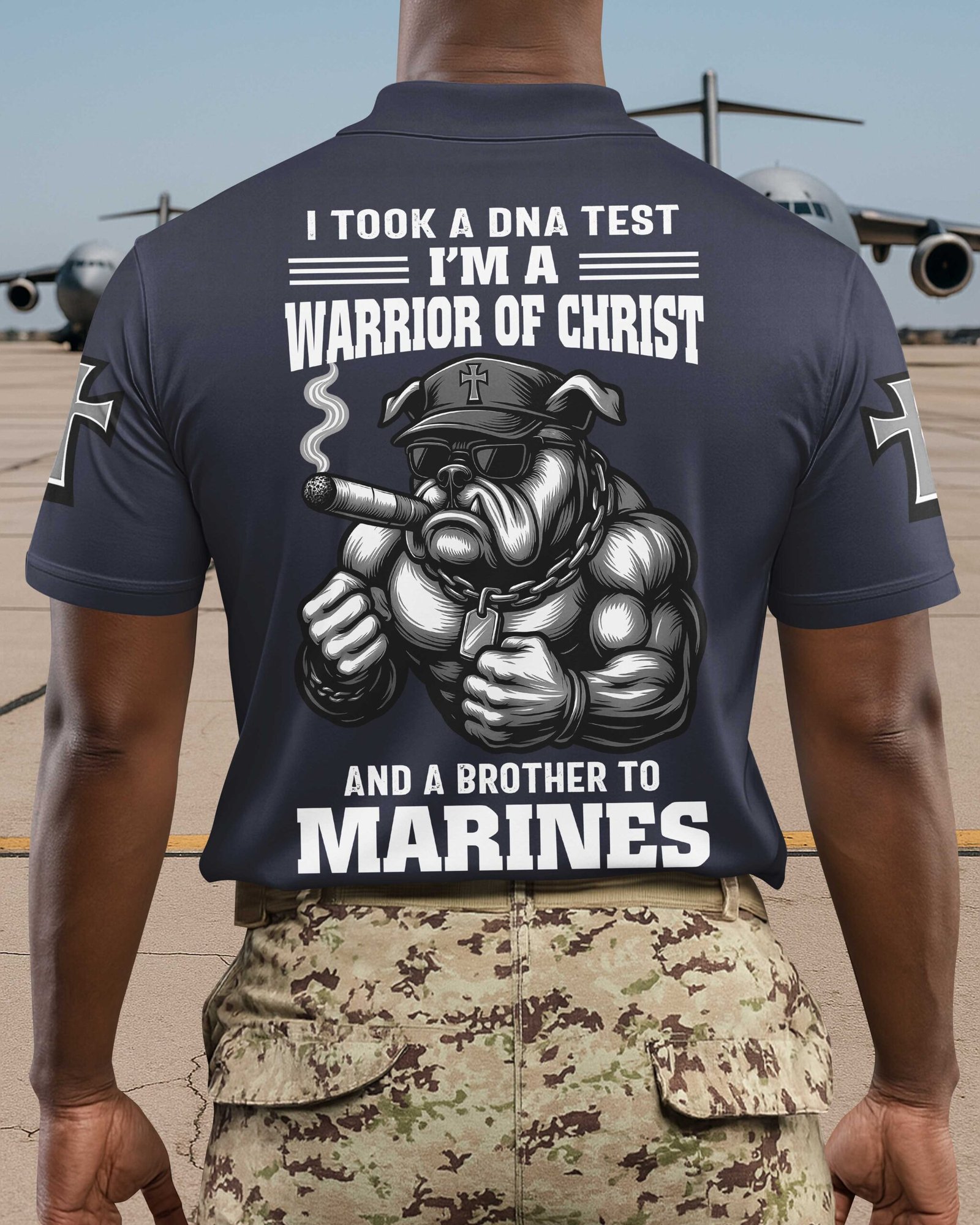 I Took A Dna Test I'm A Warrior Of Christ And A Brother To Marines Polo - Image 2