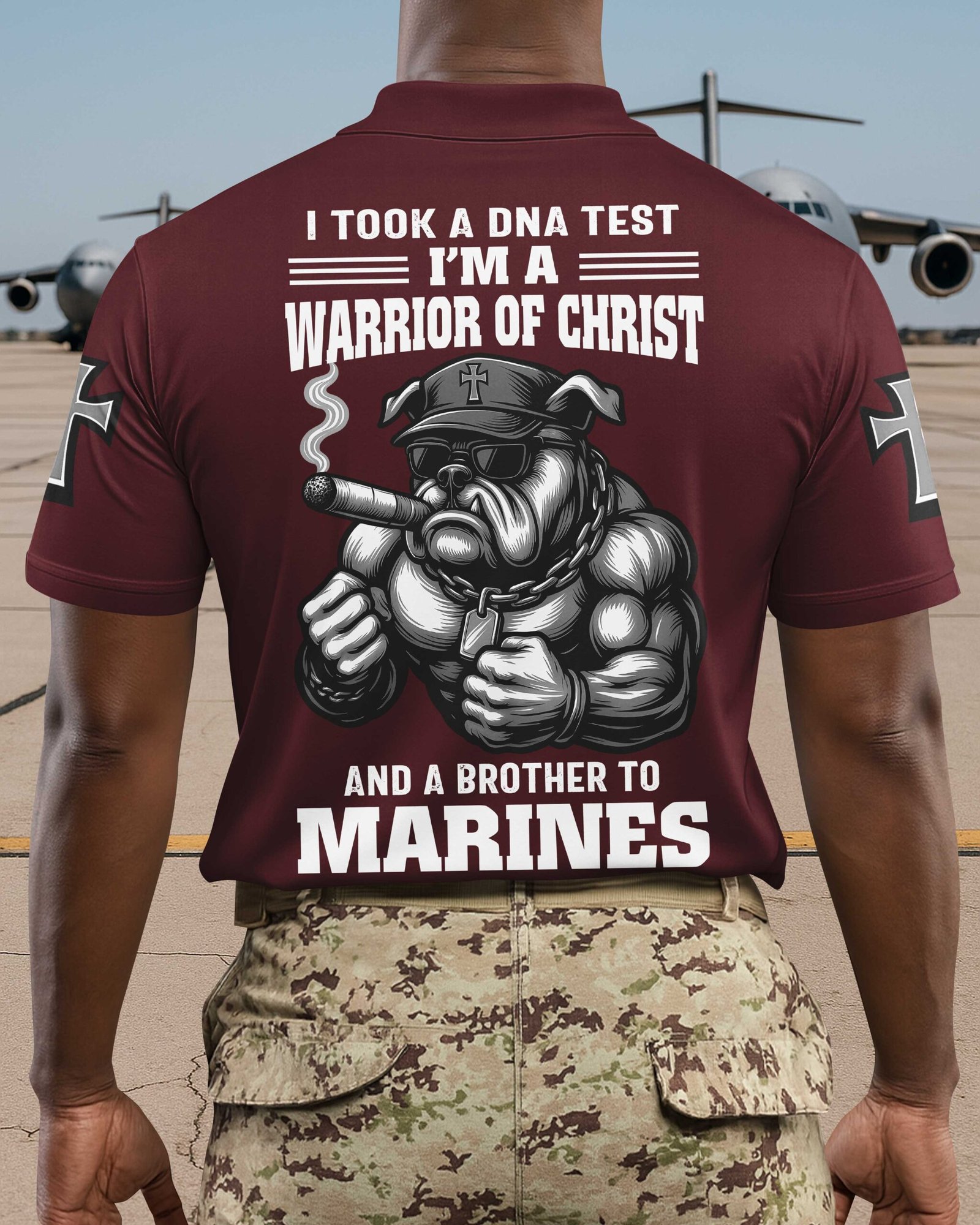 I Took A Dna Test I'm A Warrior Of Christ And A Brother To Marines Polo - Image 6