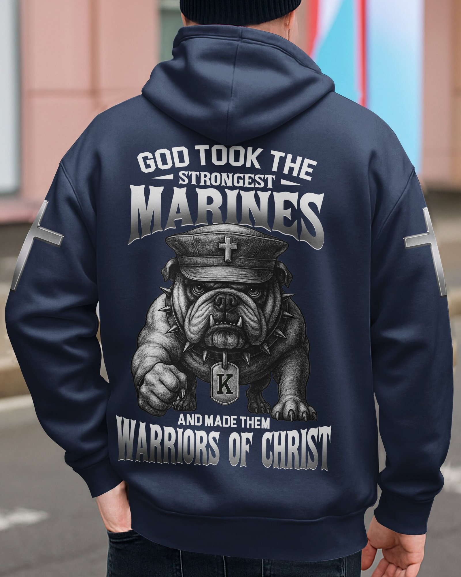 God Took The Strongest Marines And Made Them Warriors Of Christ Zip Hoodie - Image 2