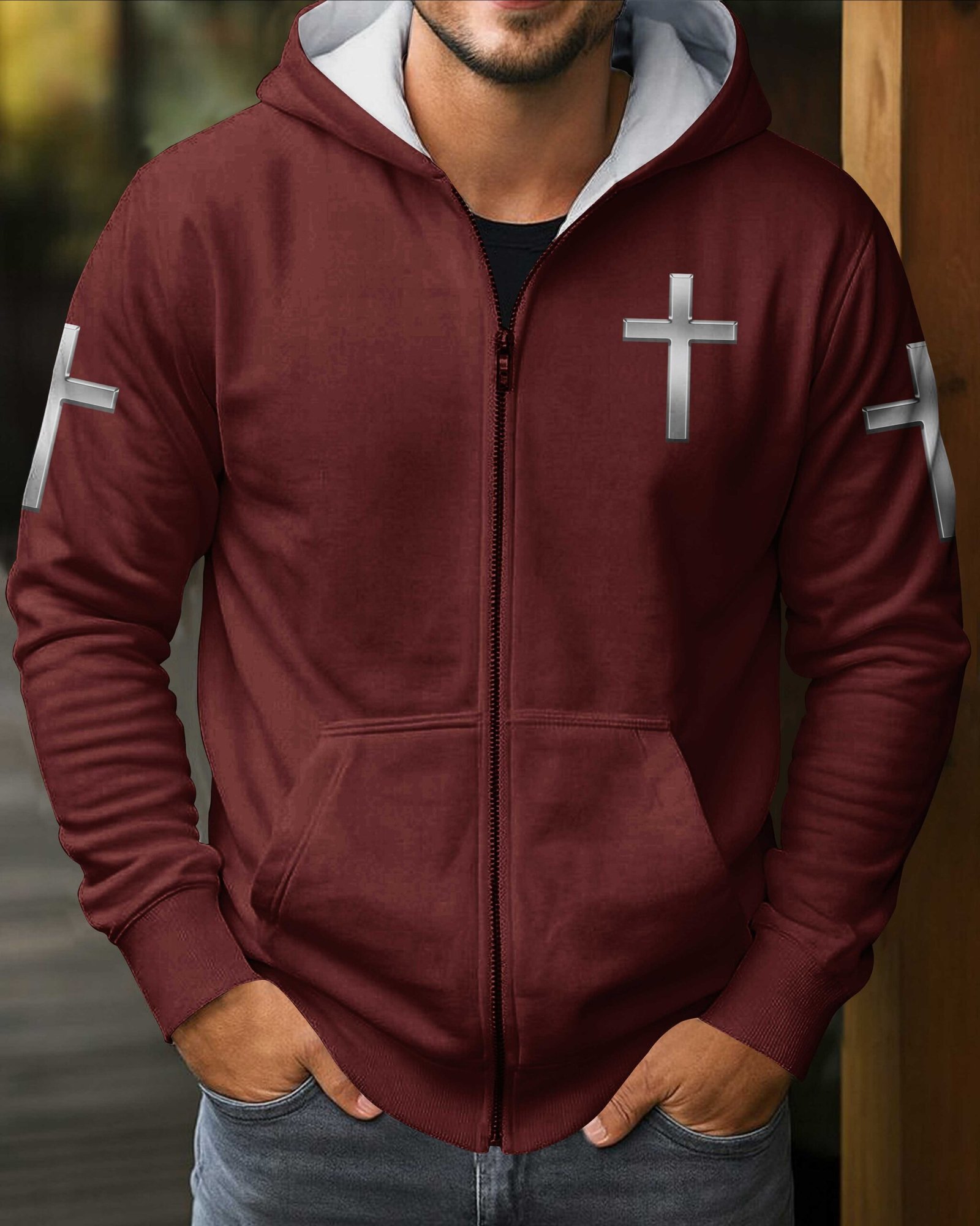 God Took The Strongest Marines And Made Them Warriors Of Christ Zip Hoodie - Image 8