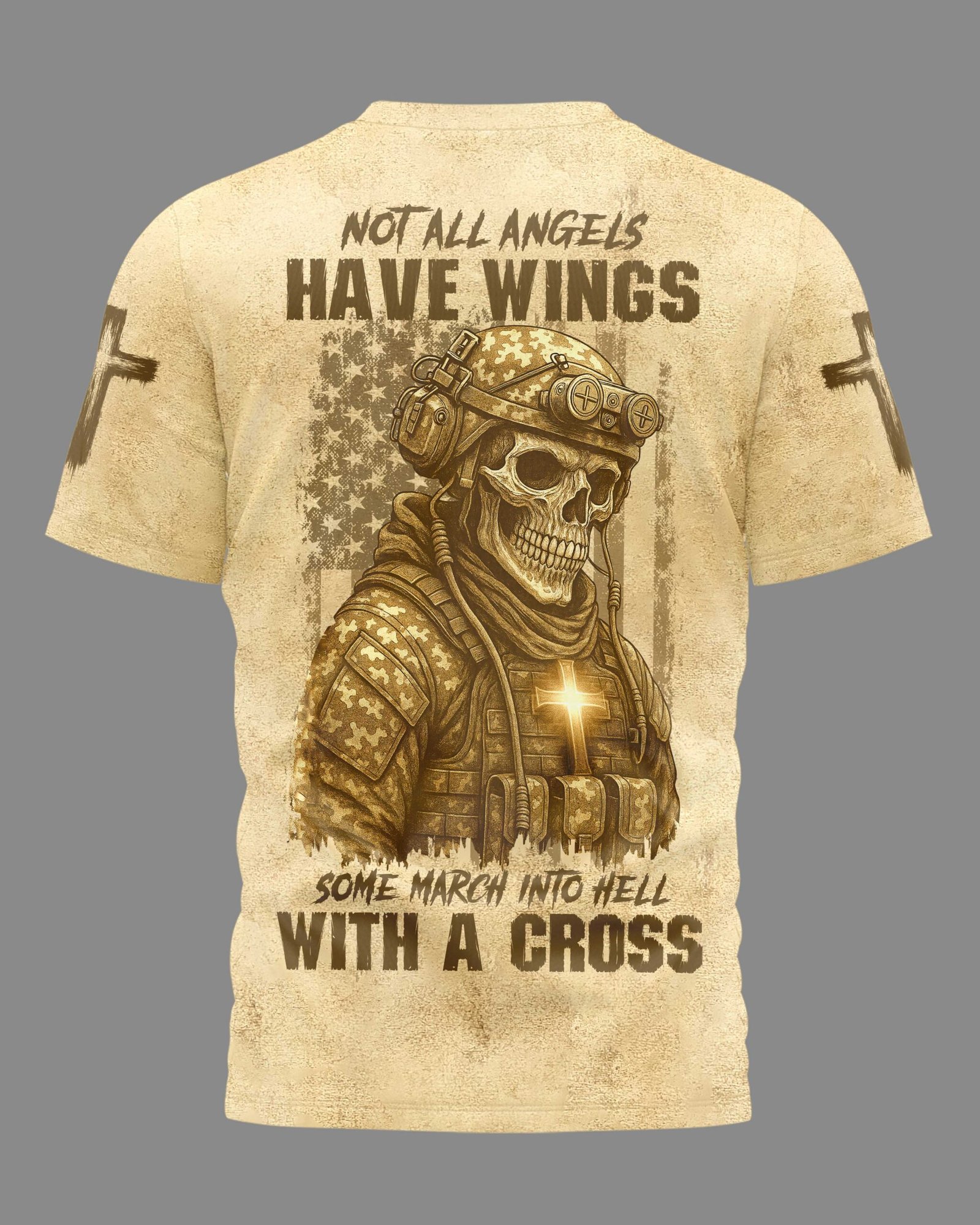 Not All Angels Have Wings Some March Into Hell With A Cross T-Shirt - Image 5