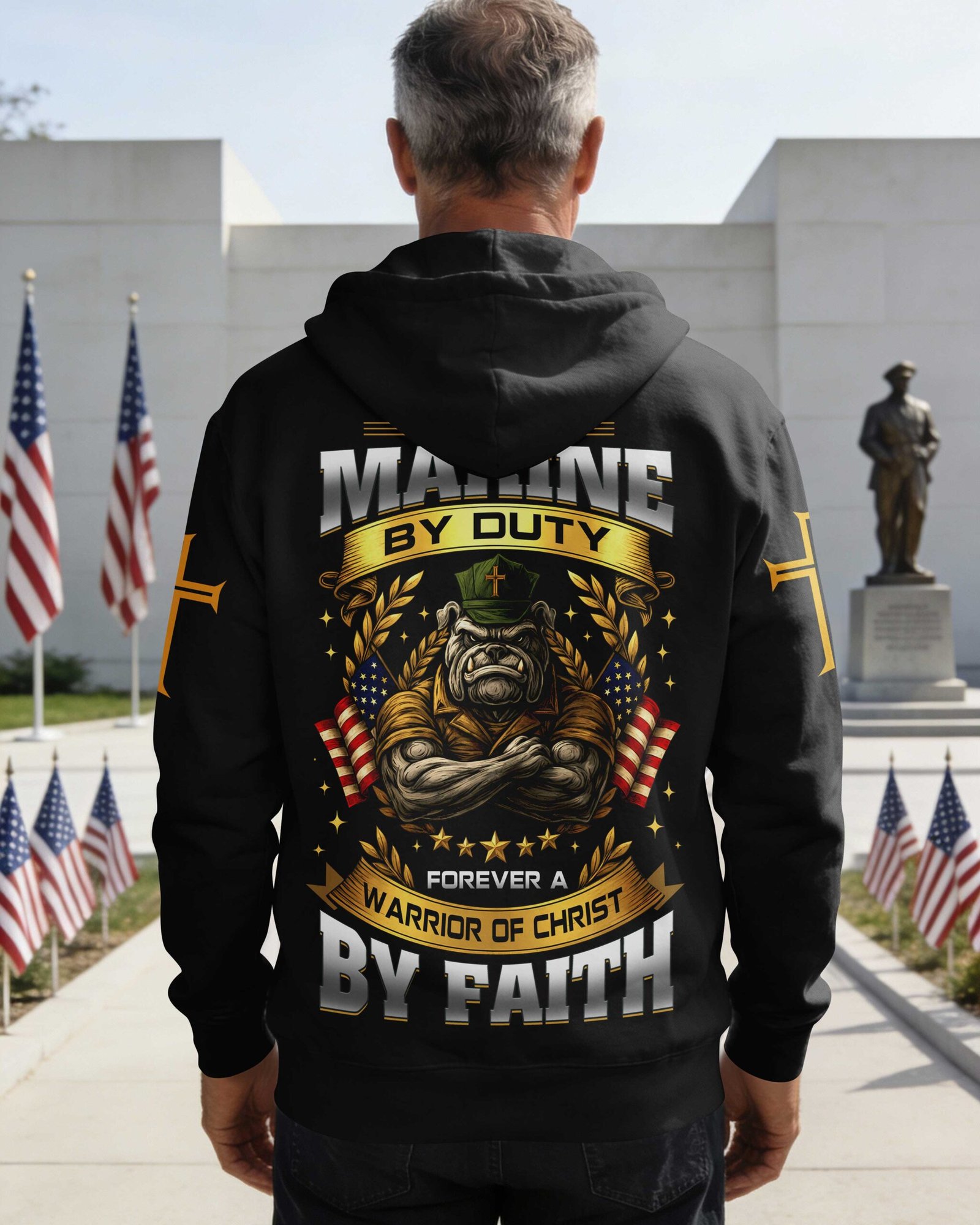 Once A Marine By Duty Forever A Warrior Of Christ By Faith Hoodie - Image 3