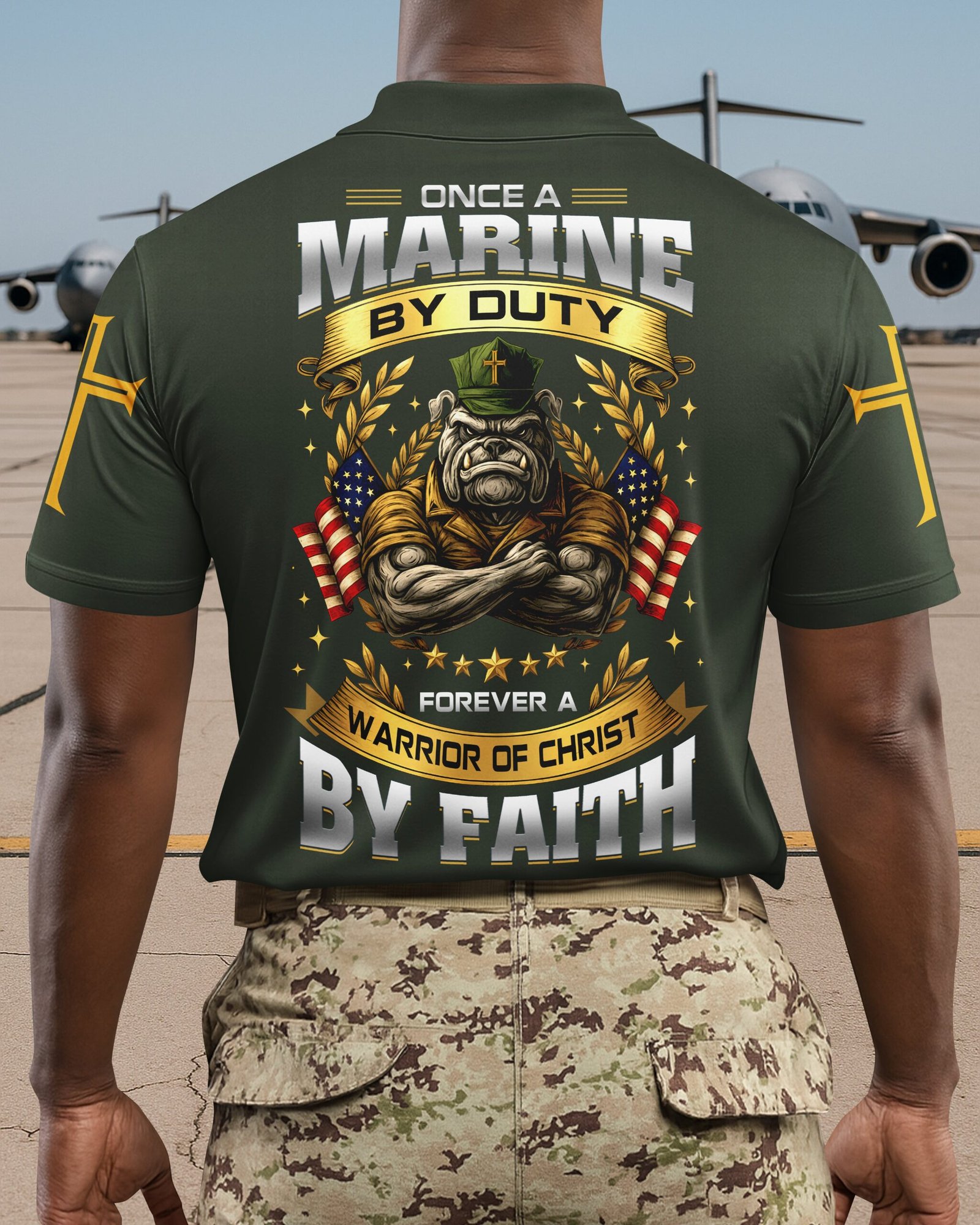 Once A Marine By Duty Forever A Warrior Of Christ By Faith Polo - Image 3