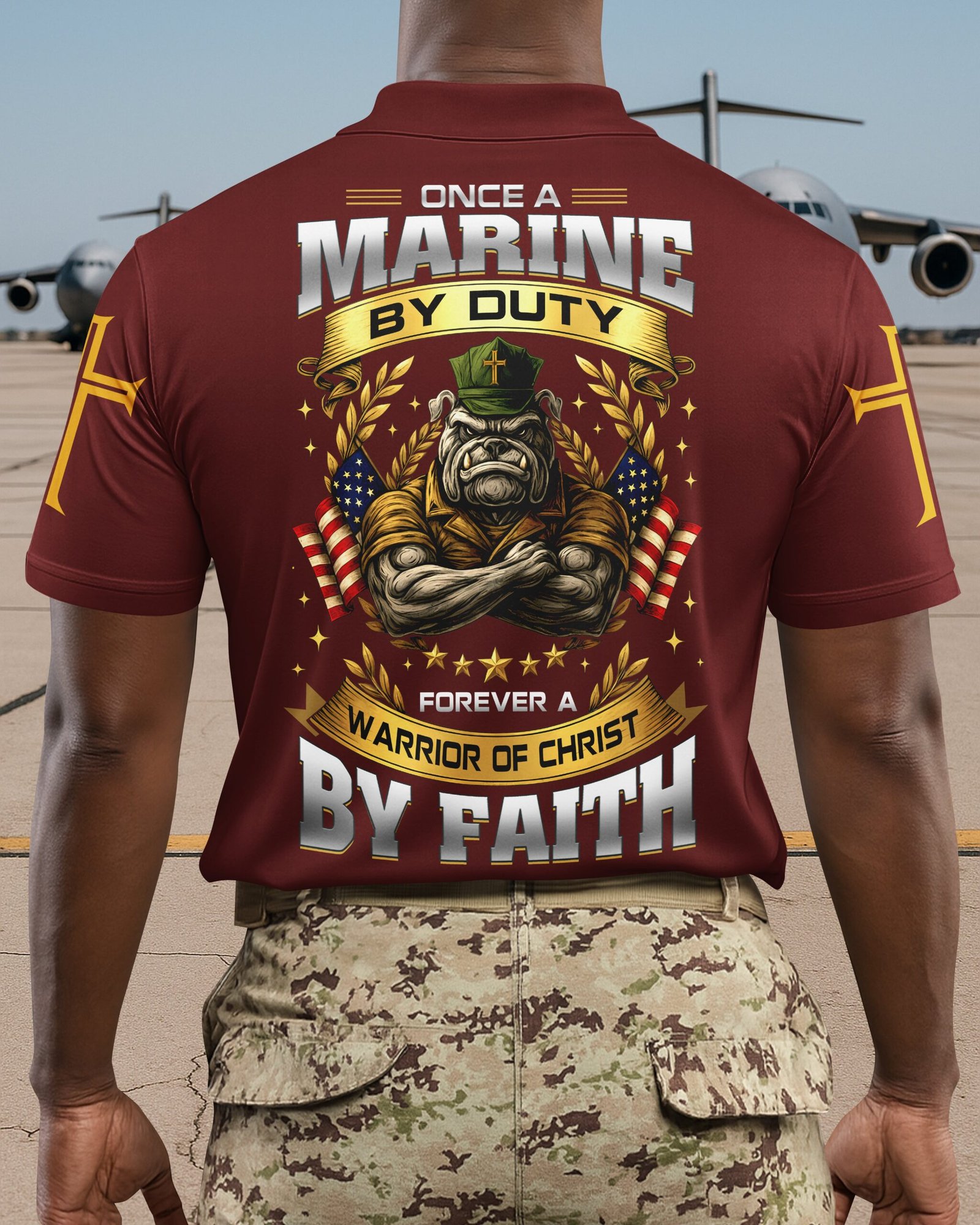 Once A Marine By Duty Forever A Warrior Of Christ By Faith Polo - Image 5