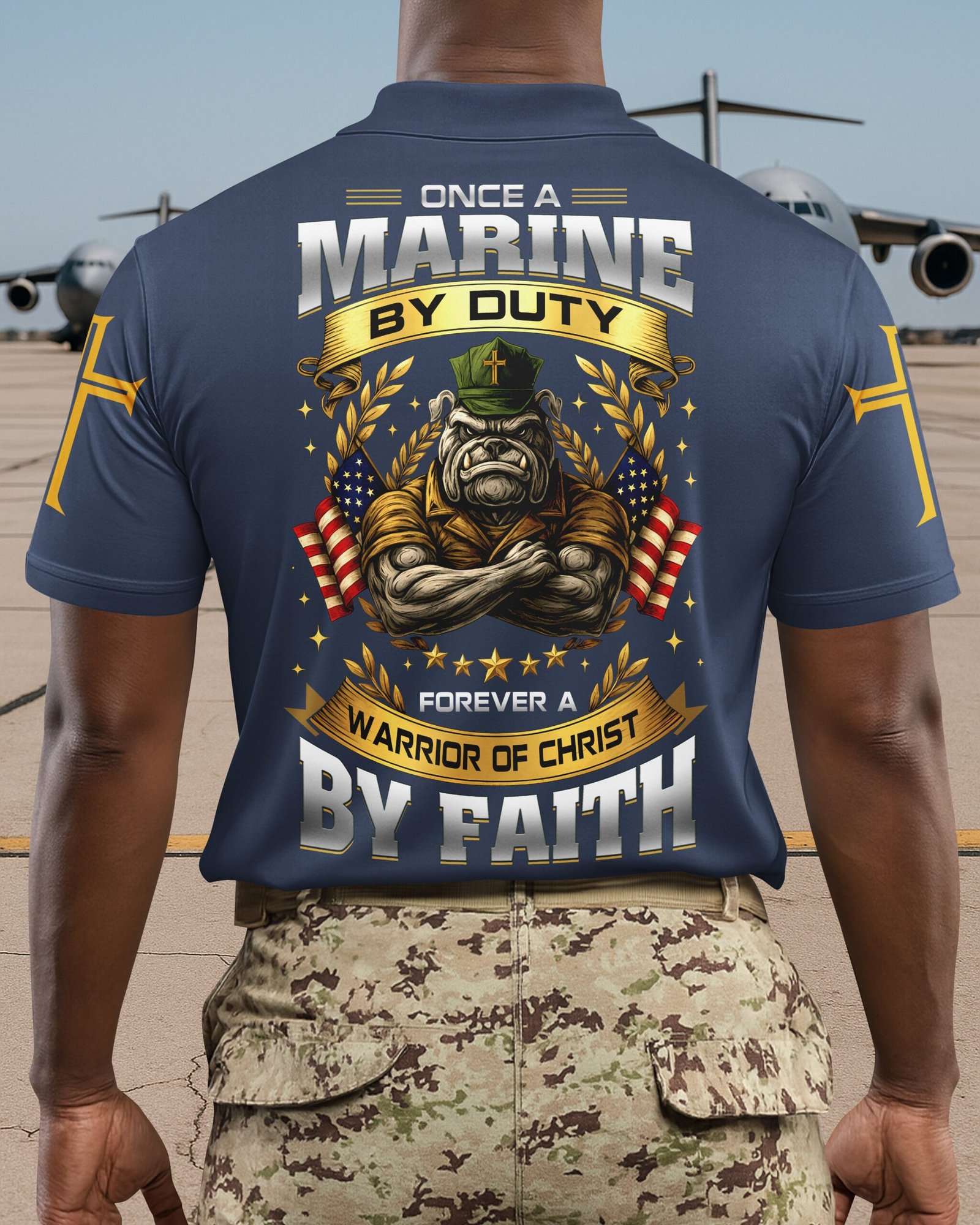 Once A Marine By Duty Forever A Warrior Of Christ By Faith Polo - Image 7