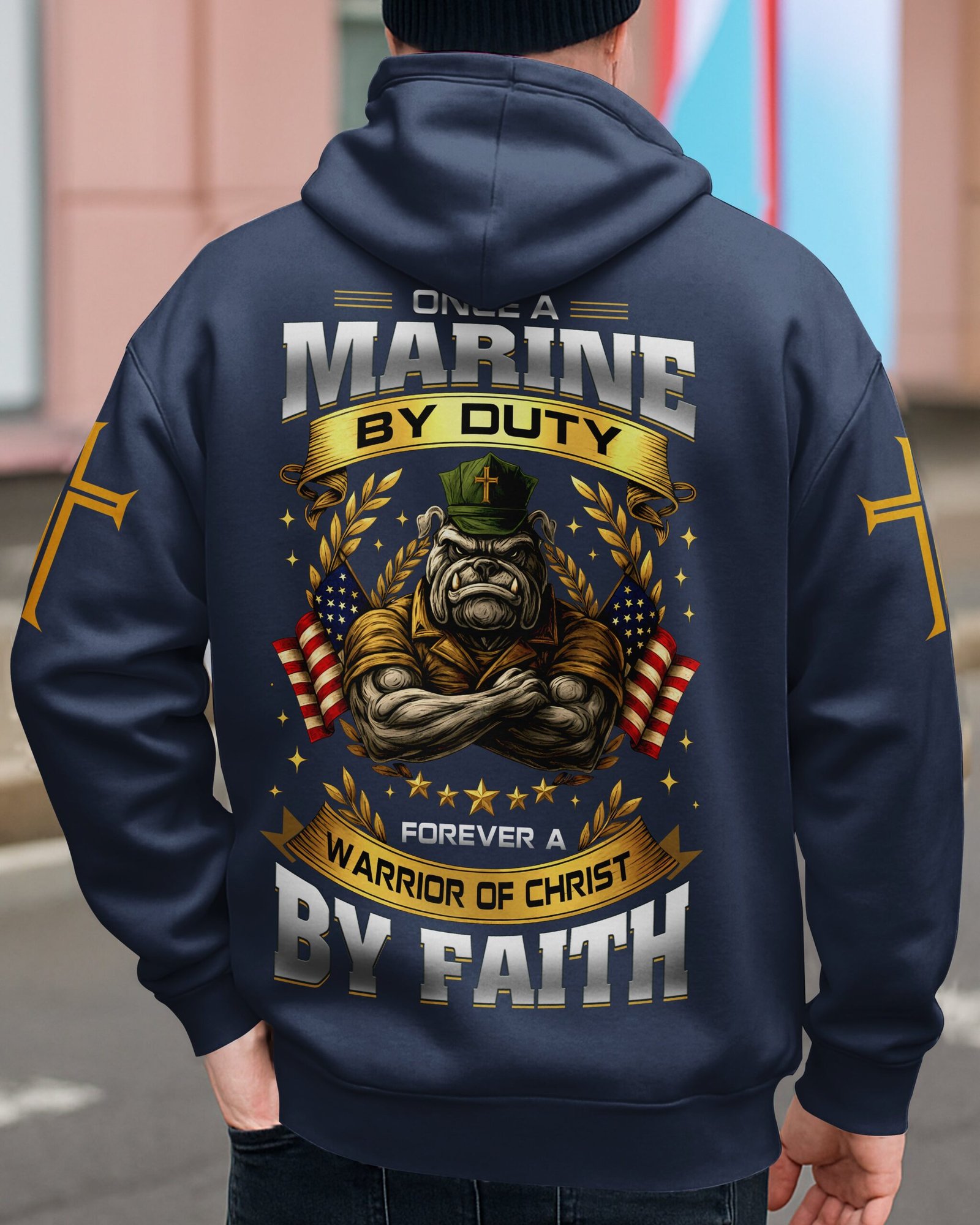 Once A Marine By Duty Forever A Warrior Of Christ By Faith Zip Hoodie - Image 8
