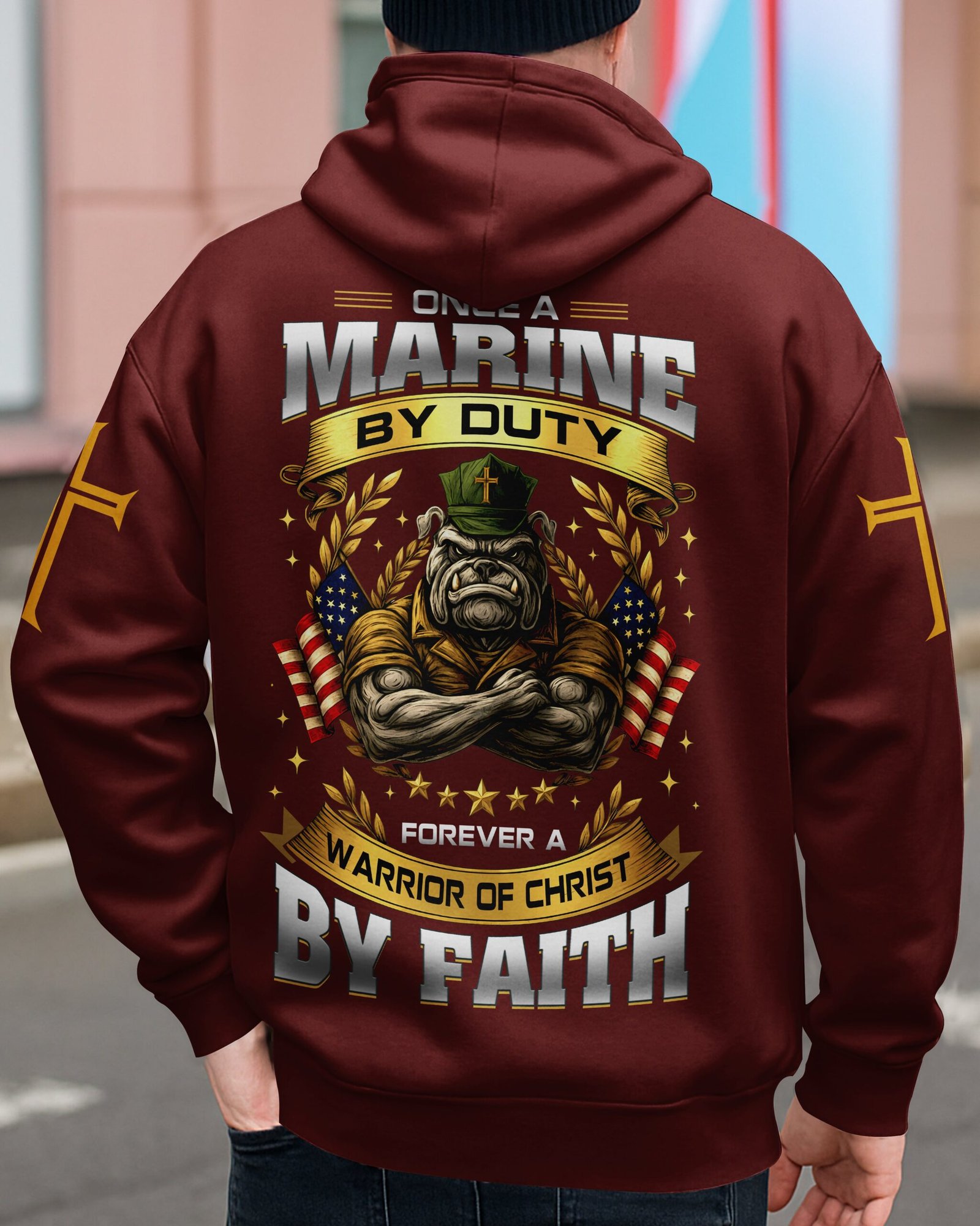 Once A Marine By Duty Forever A Warrior Of Christ By Faith Zip Hoodie - Image 5