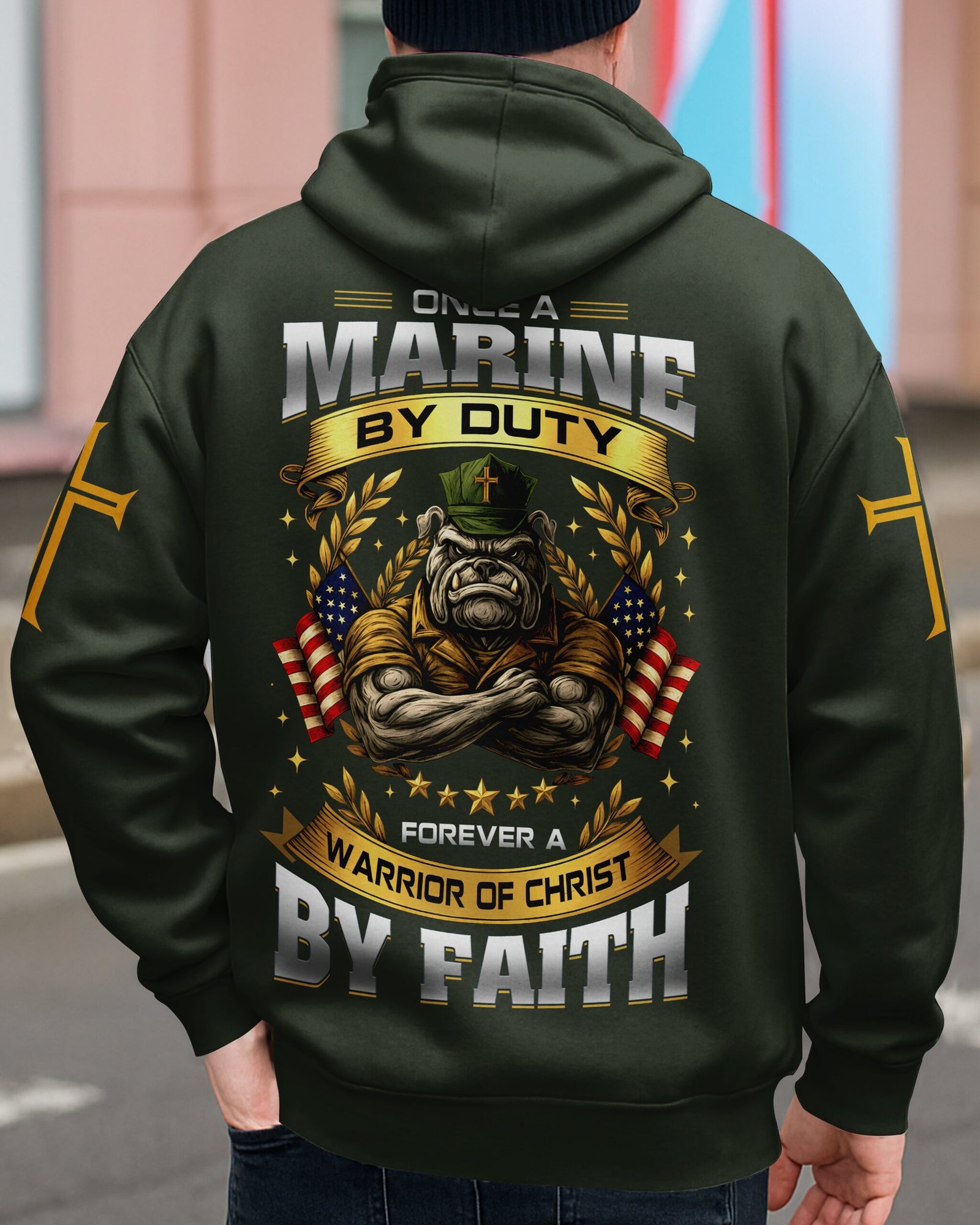 Once A Marine By Duty Forever A Warrior Of Christ By Faith Zip Hoodie - Image 3