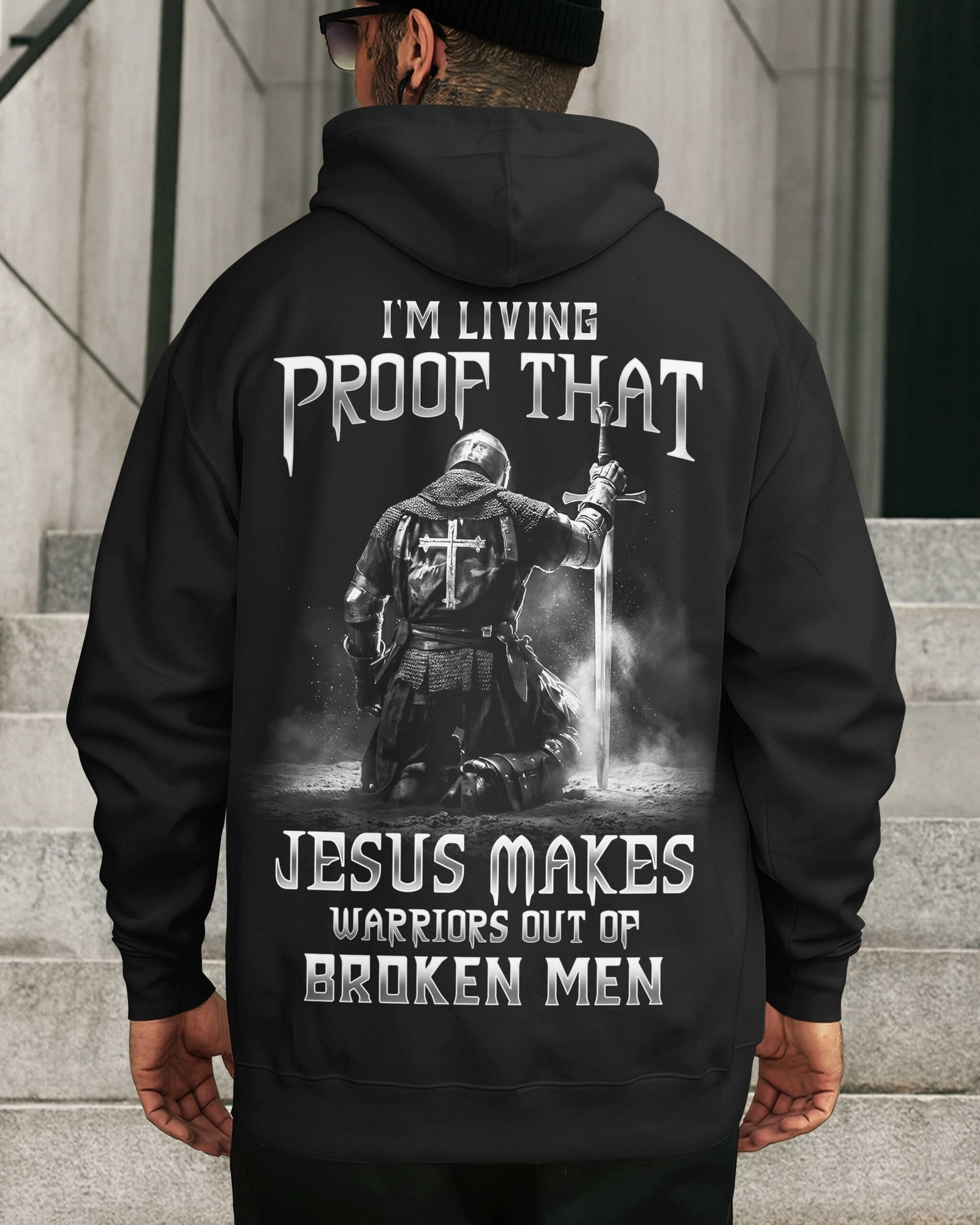 Jesus Makes Warriors Out Of Broken Men Zip Hoodie - Image 3
